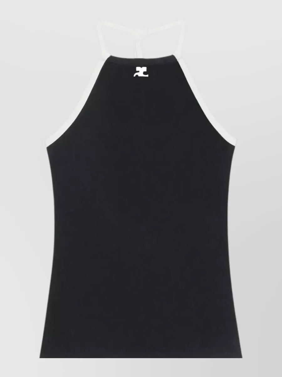 Courrèges Halterneck logo-detail tank top