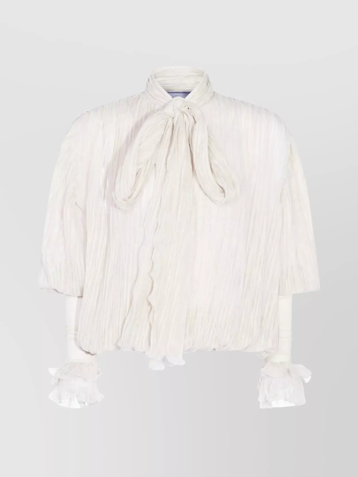 Blumarine Sheer Silk Chiffon Blouse With Bow Detail In White