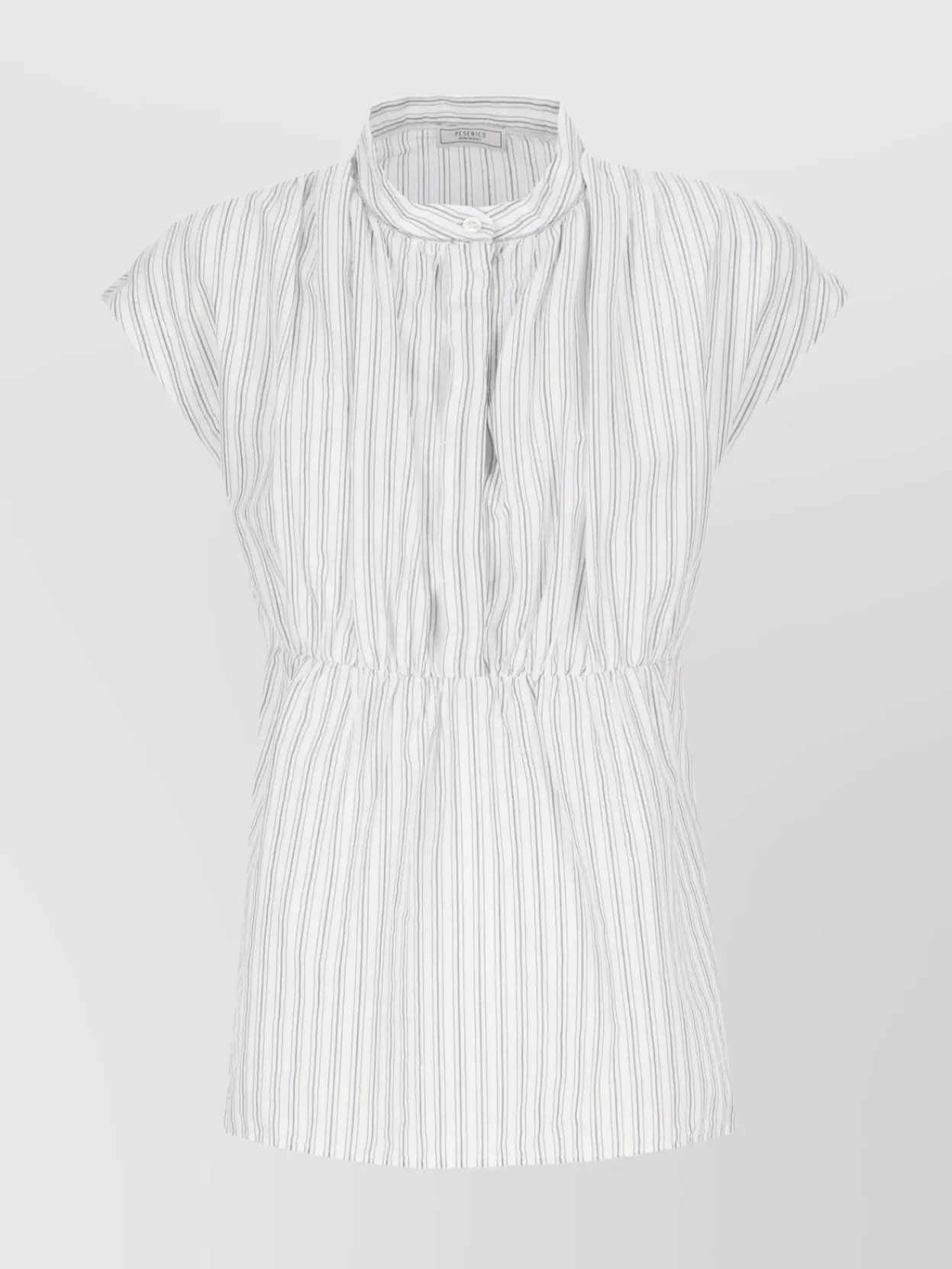 Peserico Striped Button Detail Cap Sleeve Blouse In White