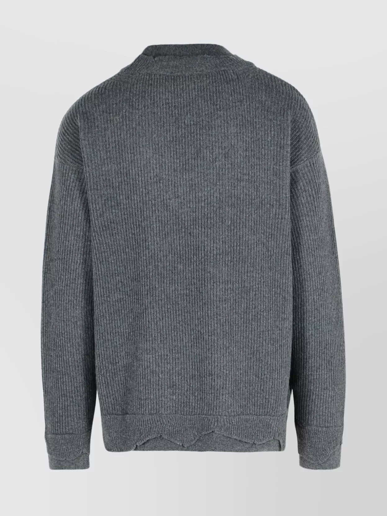 Laneus V Neck Ribbed Sweater With Long Sleeves In Gray