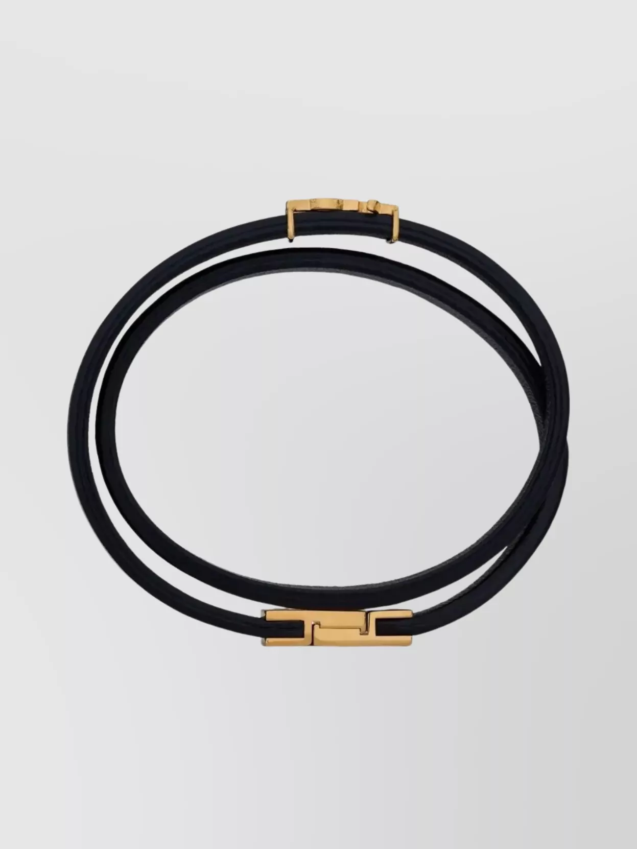 Saint Laurent Cassandre Double Wrap Bracelet Leather Metal