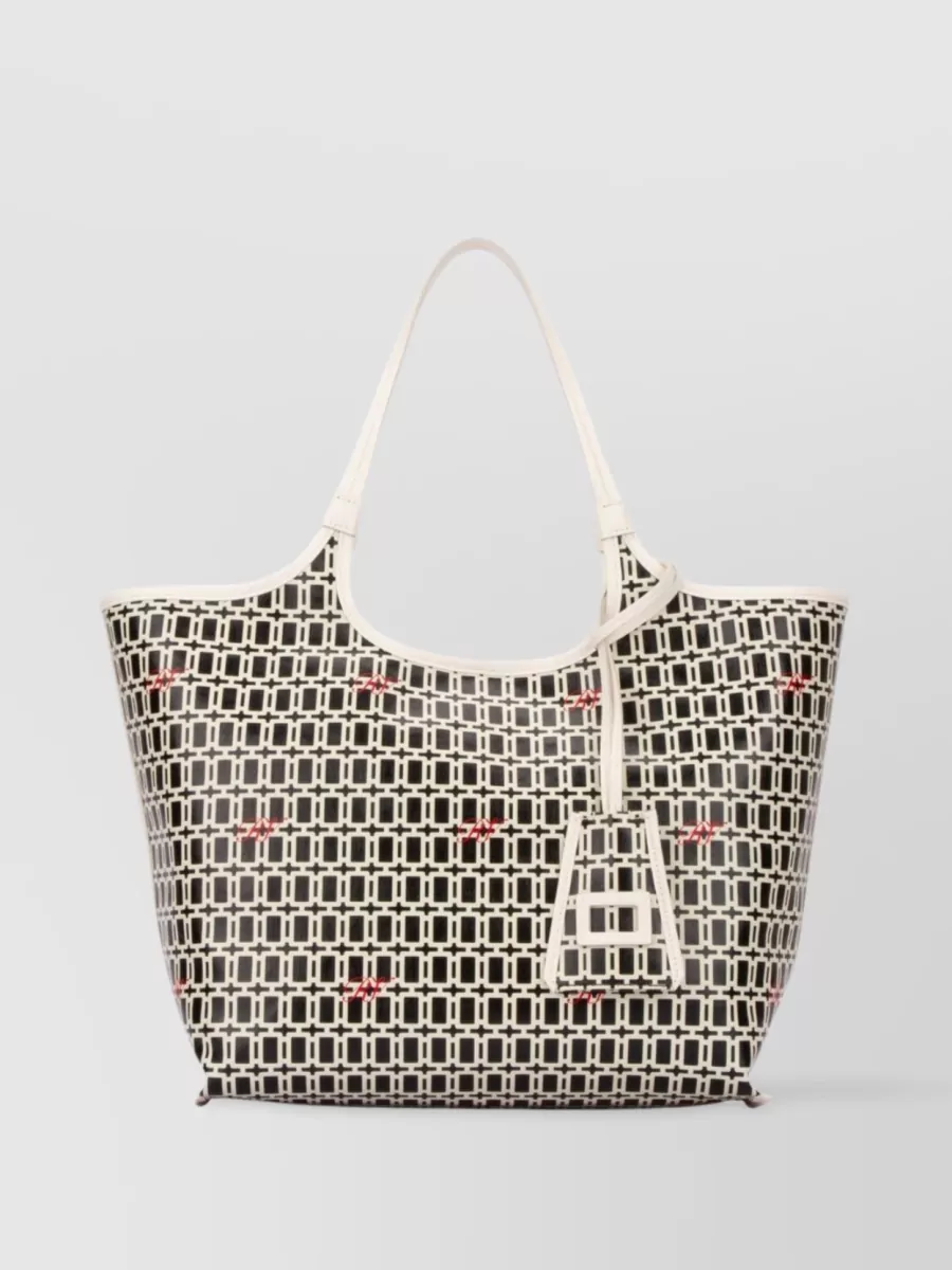 Shop Roger Vivier Geometric Pattern Tote With Top Handles In Cream