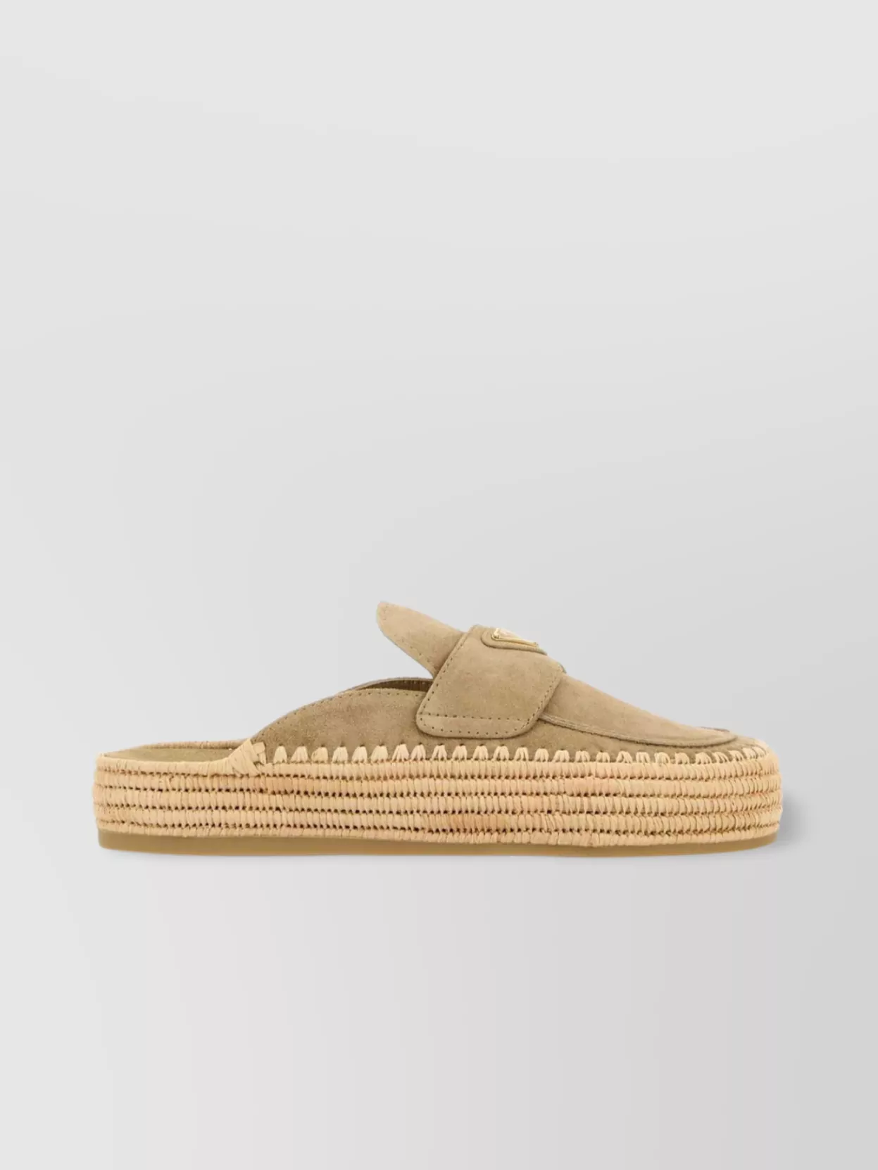 Prada Suede Slippers With Espadrille Sole And Round Toe