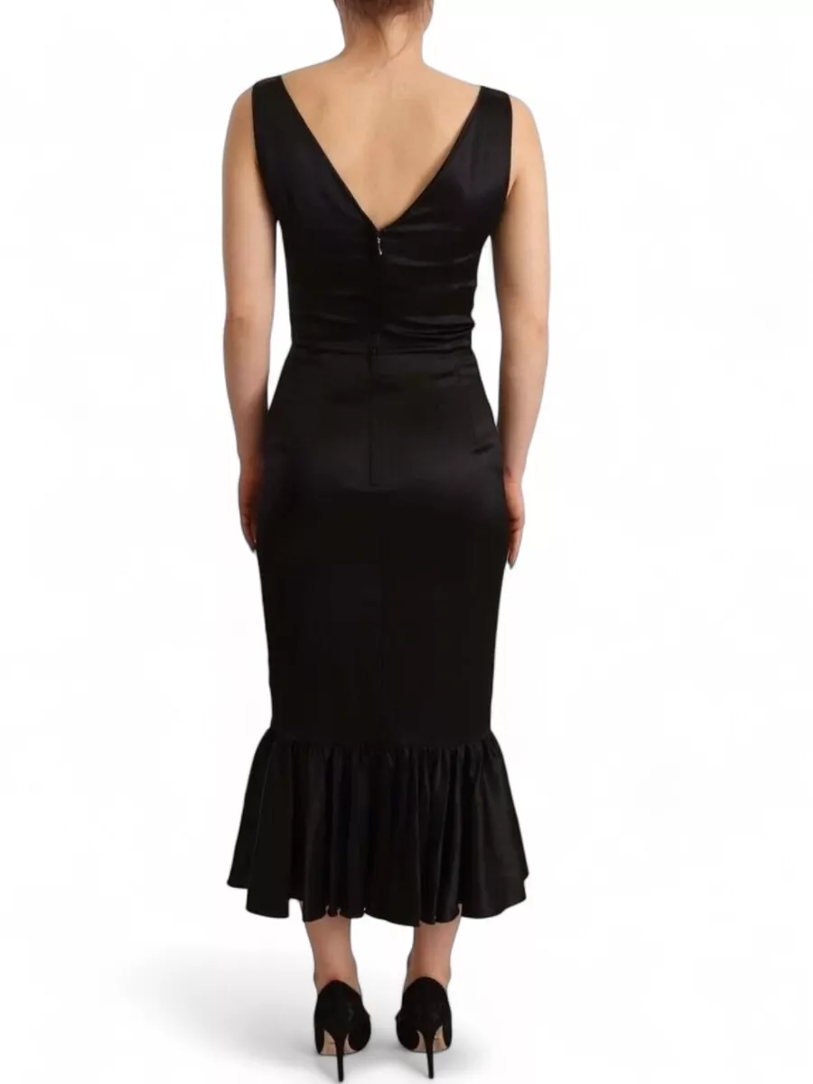 Dolce&Gabbana Silk Sleeveless Square-Neck Sheath Midi Dress