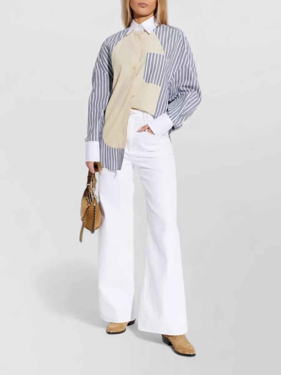 Stella Mccartney Long Sleeve Top Striped Chest Pocket Panels