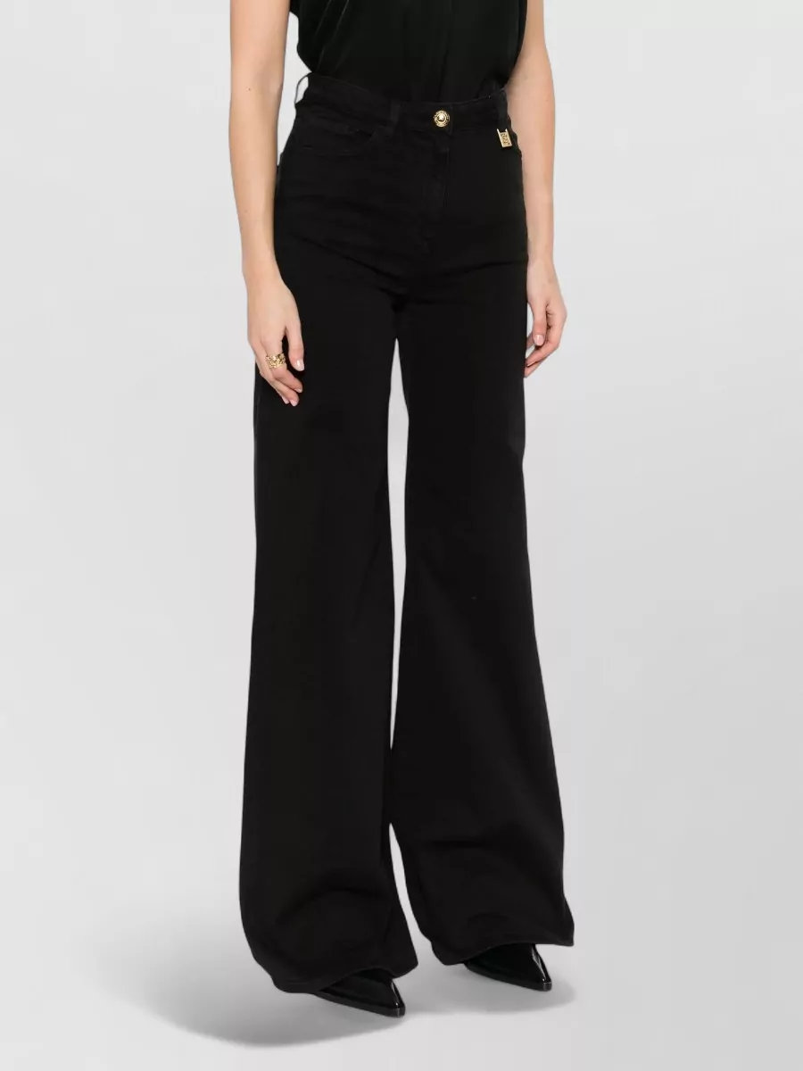 Elisabetta Franchi High Waist Wide Leg Full Length Jeans