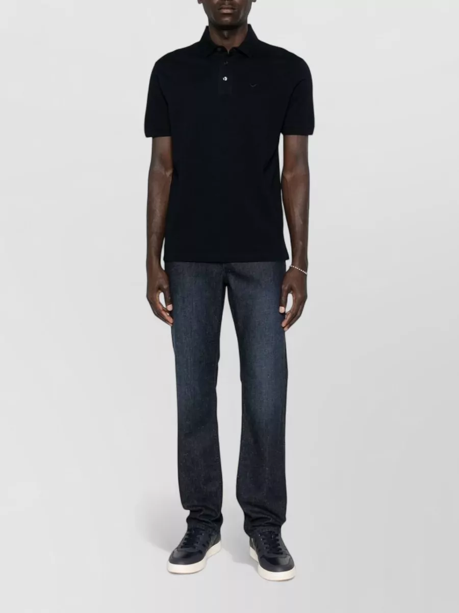 Emporio Armani Cotton Polo Shirt Logo Detail Collar