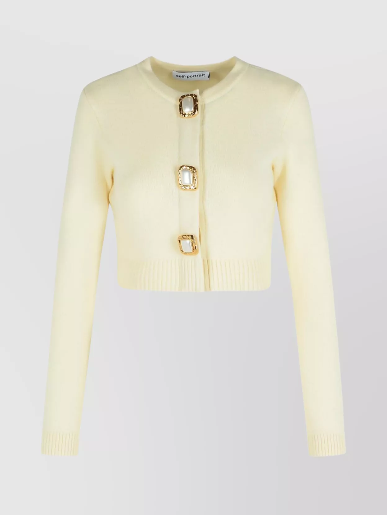 Self-Portrait Wool ribbed cropped cardigan