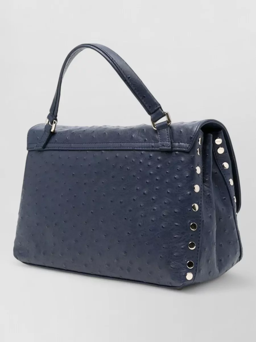Zanellato Calf Leather Studded Shoulder Bag