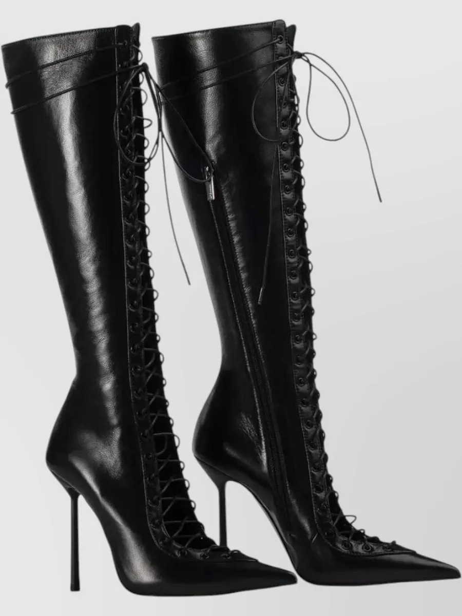 Le Silla Leather Cutout Knee-High Stiletto Boots