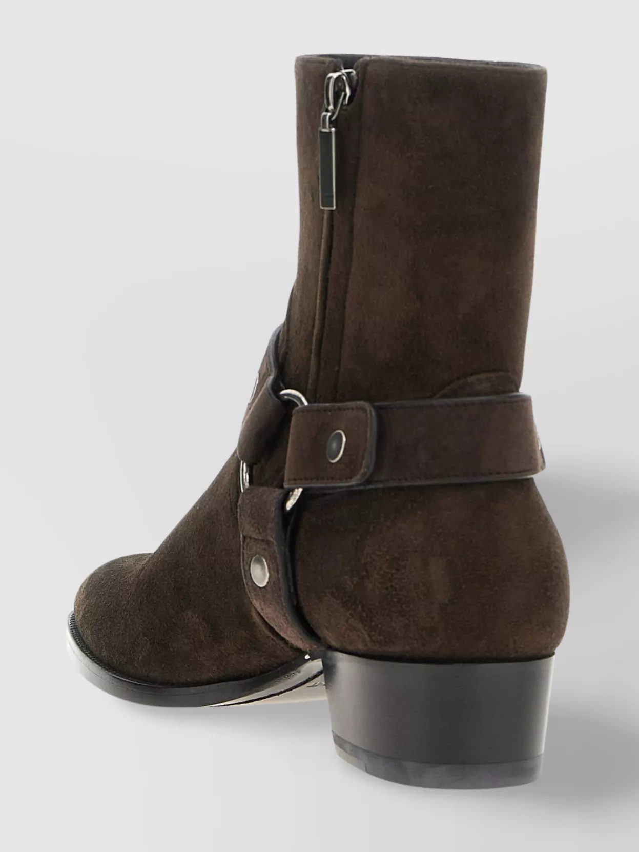 Saint Laurent 'Strap' Suede Ankle Boots With Block Heel
