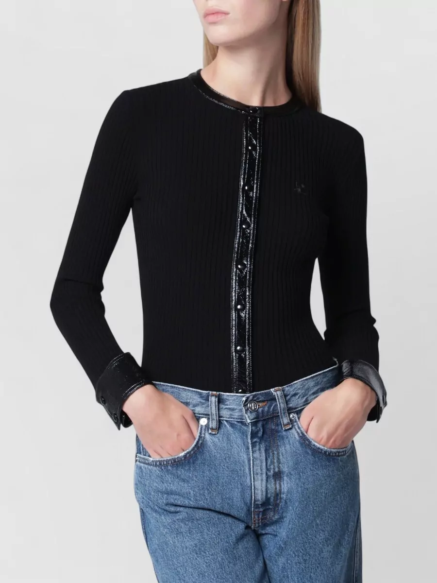 Courrèges ribbed vinyl detail cardigan