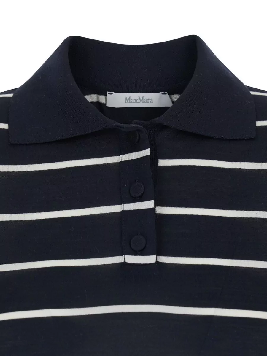 Max Mara Silk Striped Short-Sleeve Polo Shirt