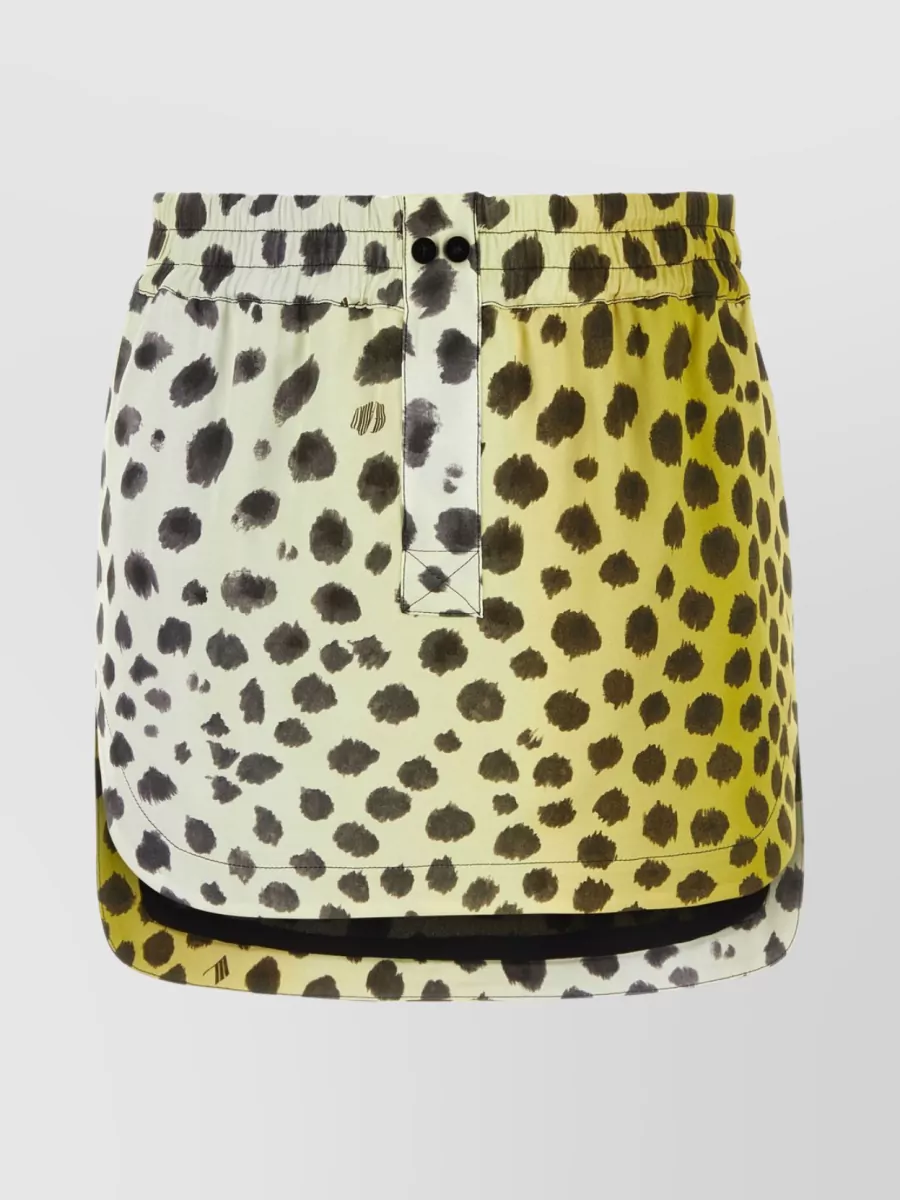 Shop Attico Satin Rooney Mini Skirt With Printed Animalier In Pastel