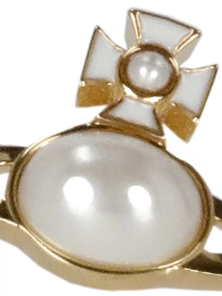 Vivienne Westwood Orb Pearl Cross Detail Brass Earrings