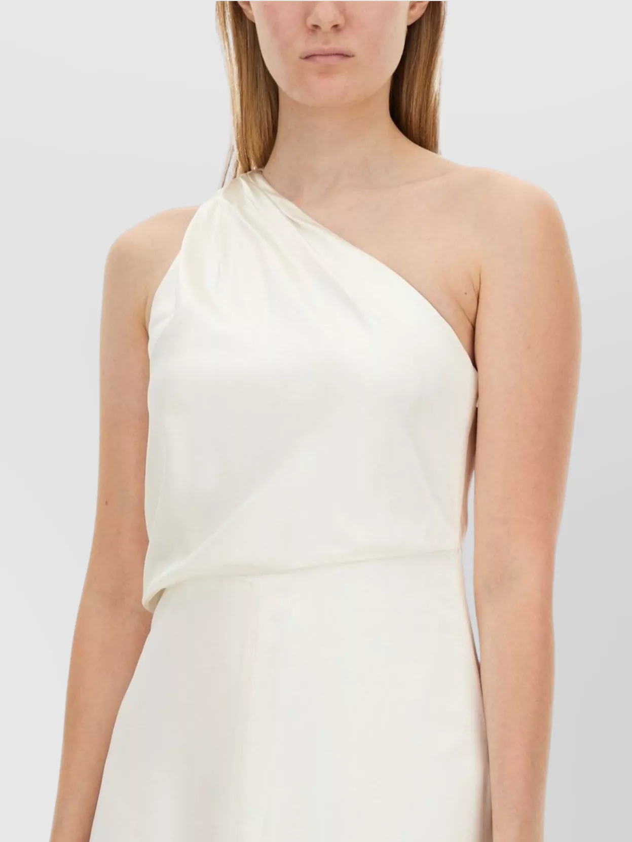 Max Mara One Shoulder Satin Floor-Length Dress
