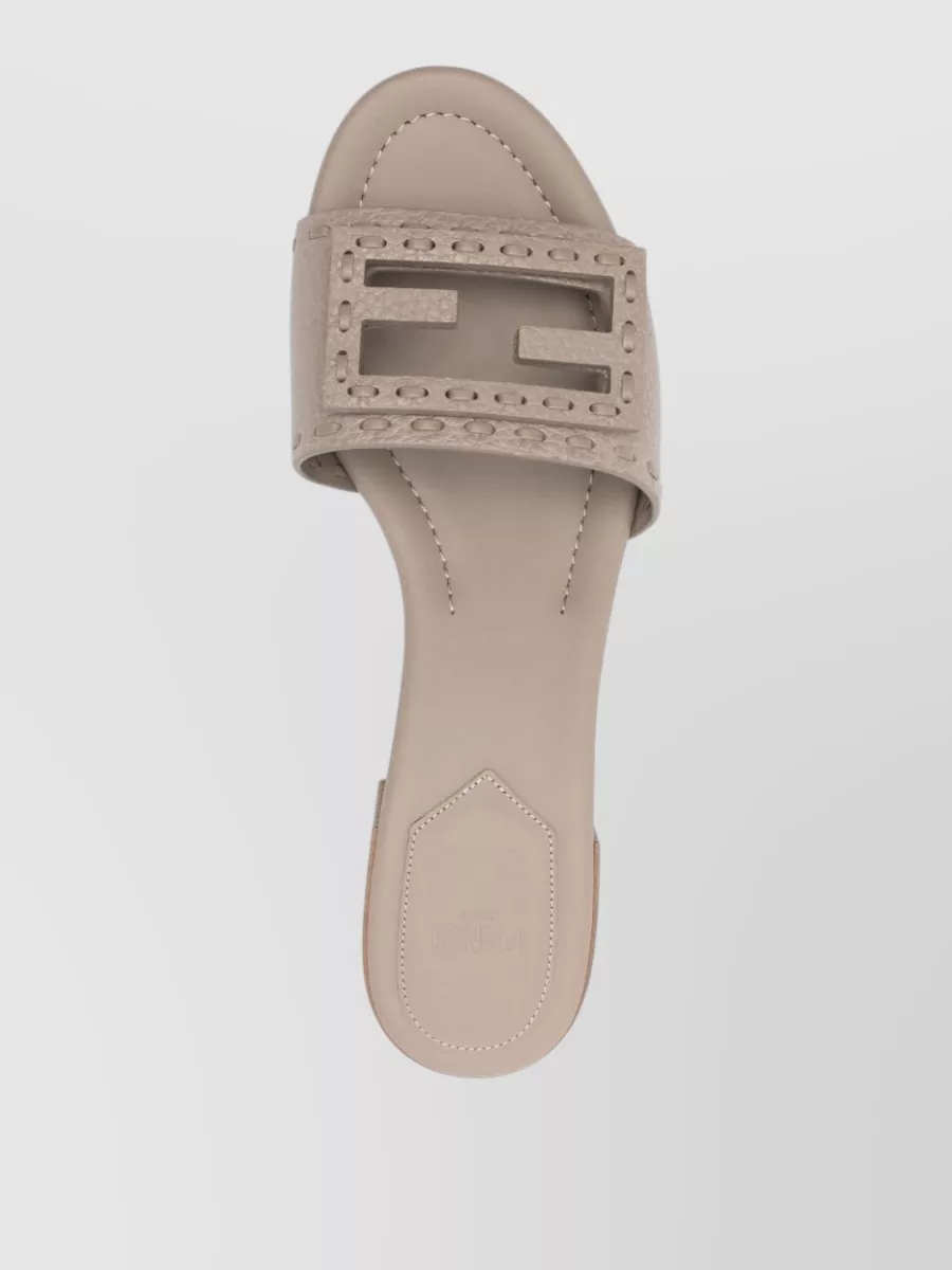 Fendi Flat Sandals Open Toe Block Heel Cutout