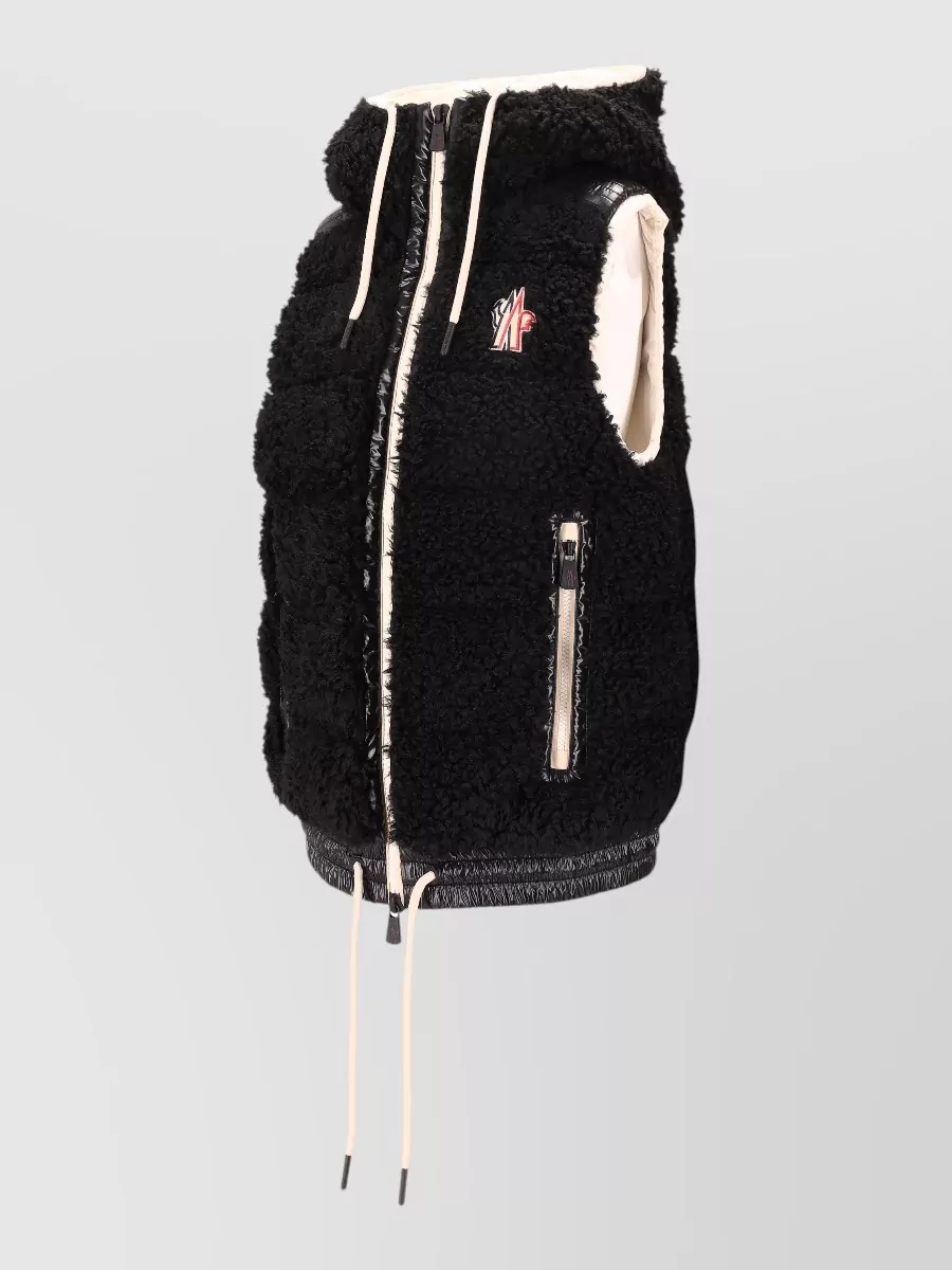 Moncler Hooded Sleeveless Jacket Grenoble Drawstring Hem