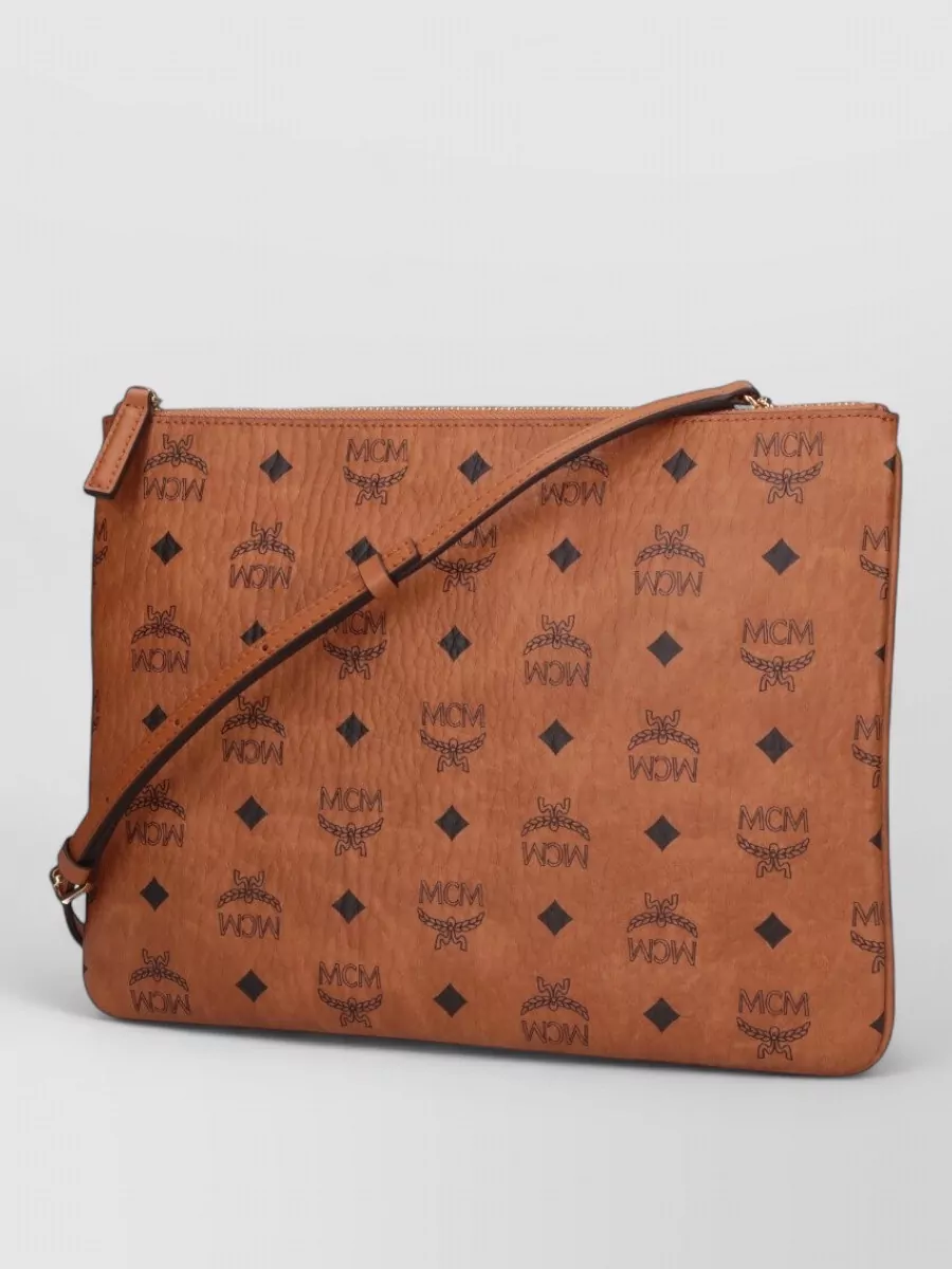 Mcm Clutch Bag Adjustable Strap Gold Tone Hardware