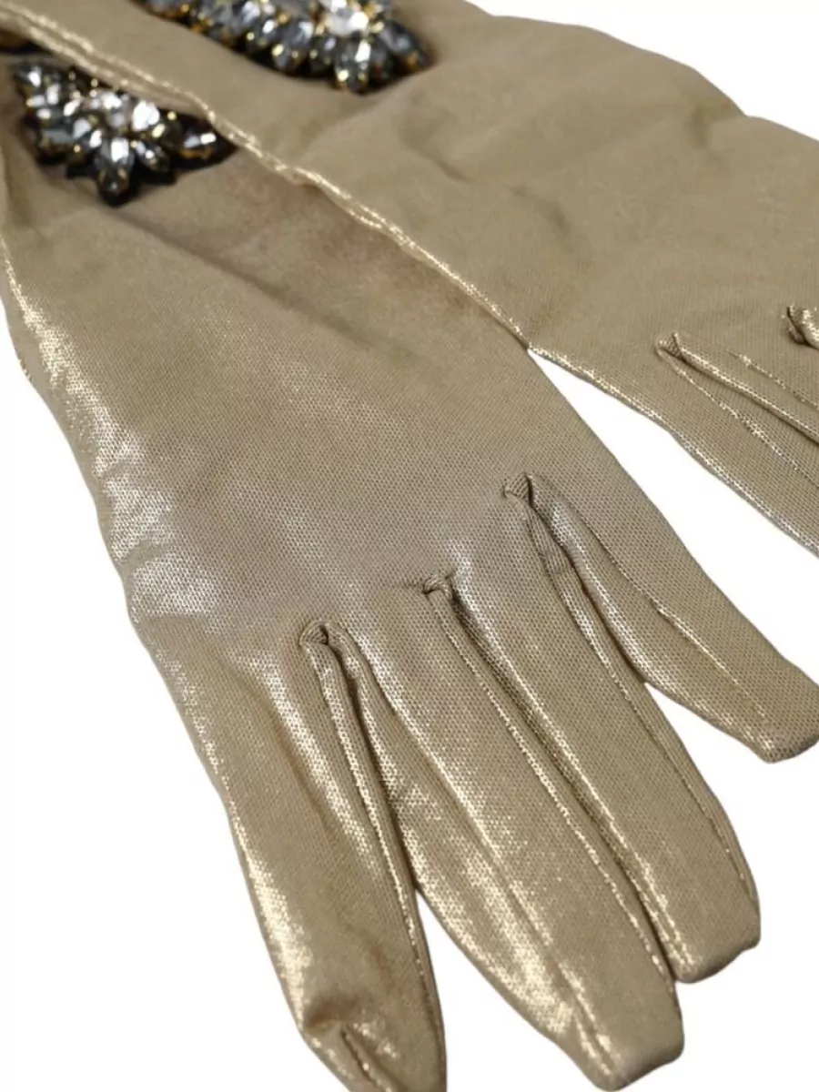 Dolce&Gabbana Satin Crystal Elbow-Length Gloves