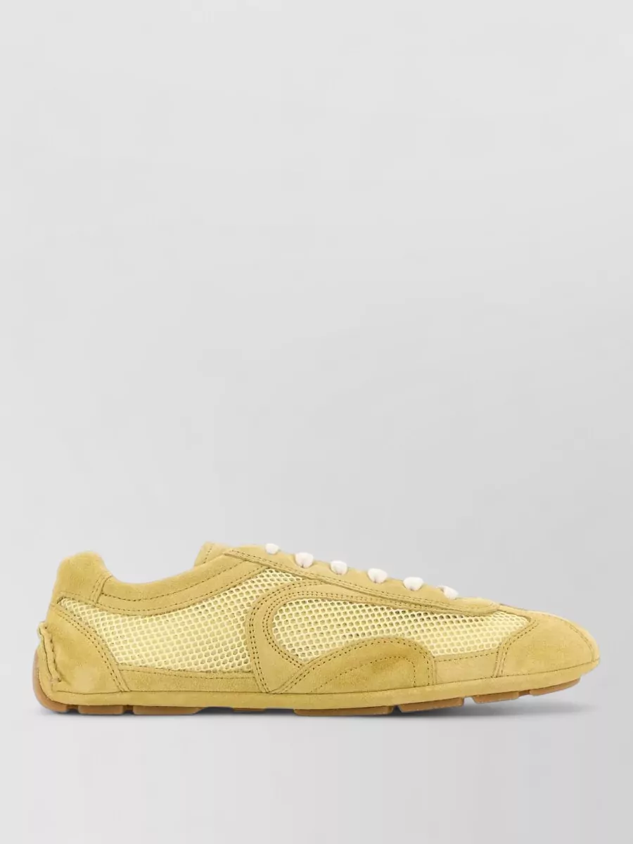 Prada Montecarlo Suede Mesh Low Profile Sneakers
