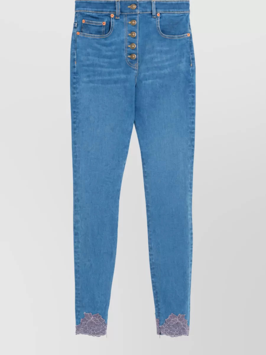 Valentino floral-lace skinny denim jeans