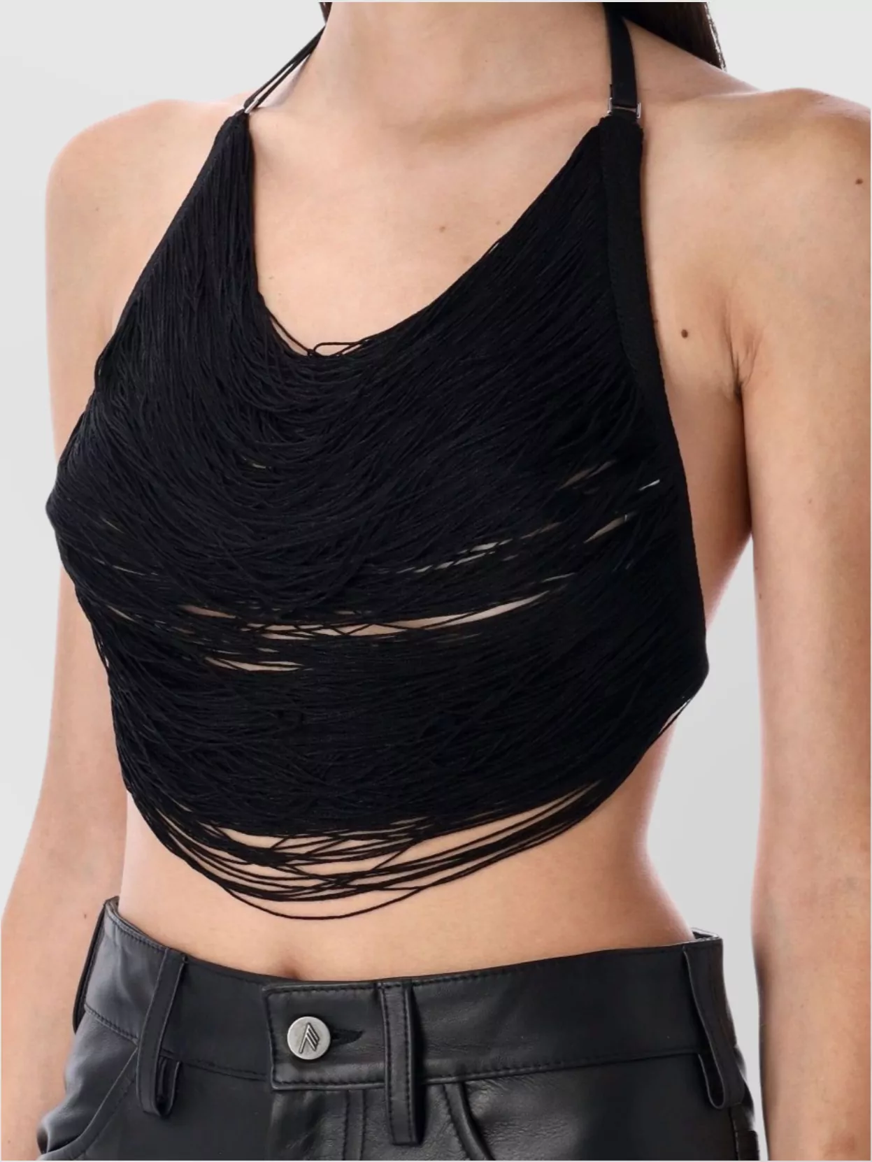 The Attico Fringed Halterneck Crop Top