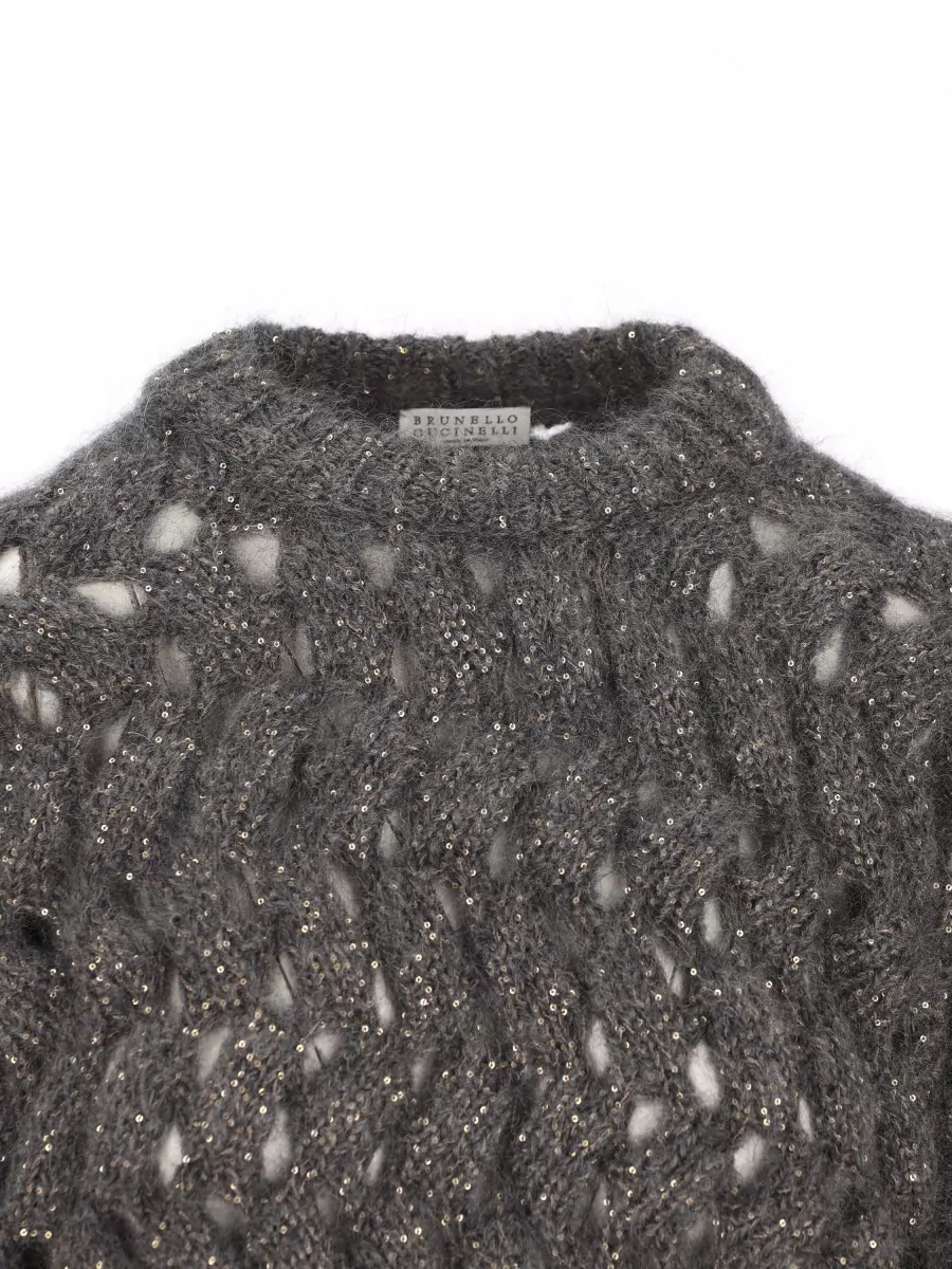 Brunello Cucinelli Cable-Knit Sequin-Embellished Relaxed-Fit Jumper