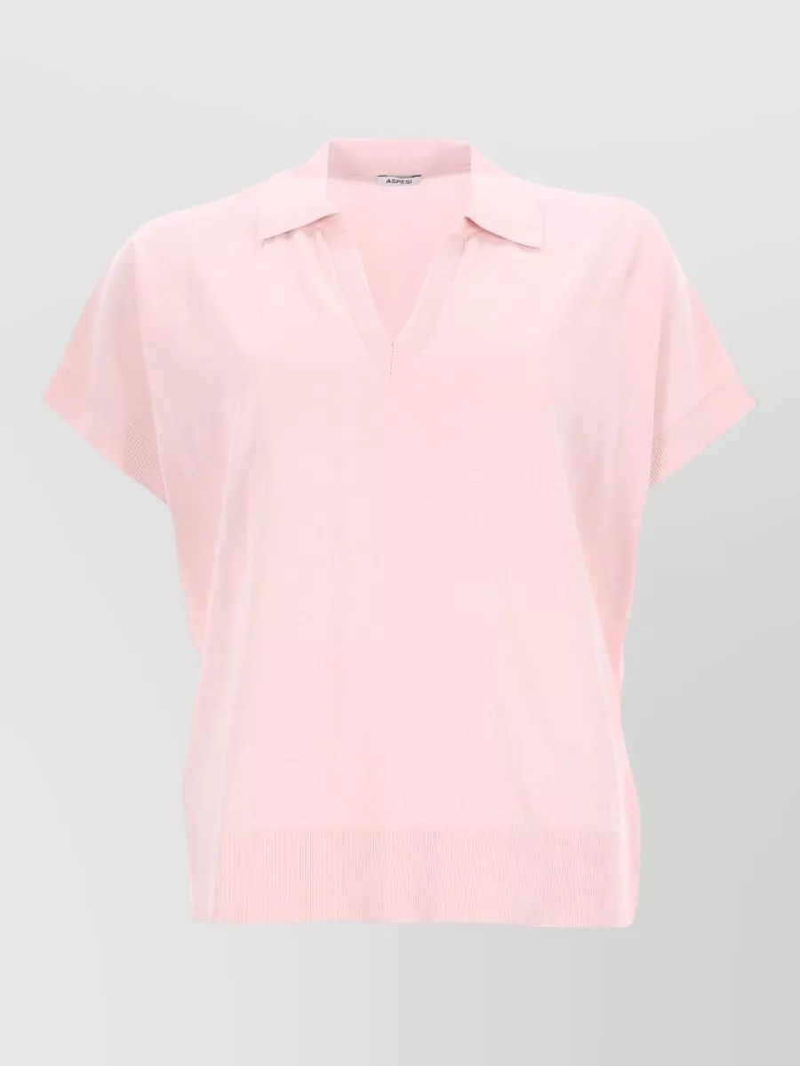 Aspesi Cotton Polo Collar Knitted Top