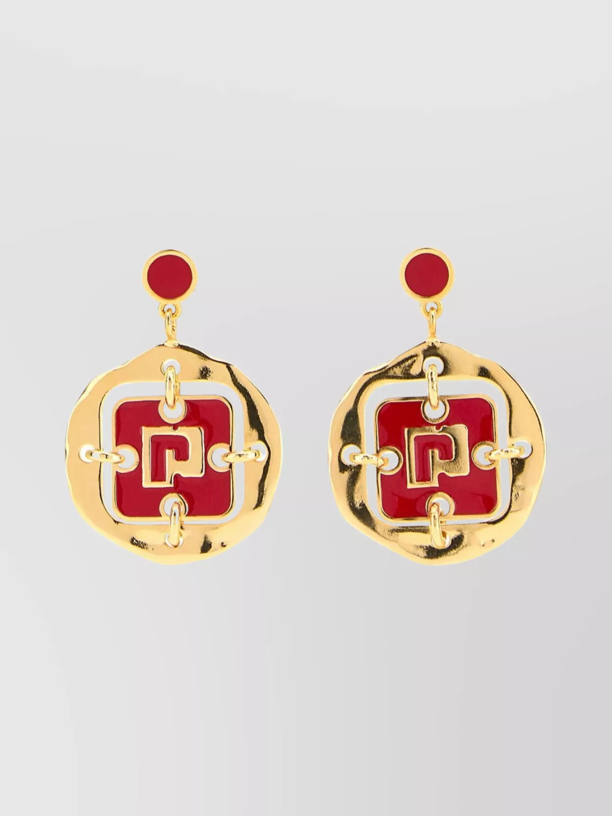 Shop Rabanne Chain Link Pendant Earrings With Enamel Detail