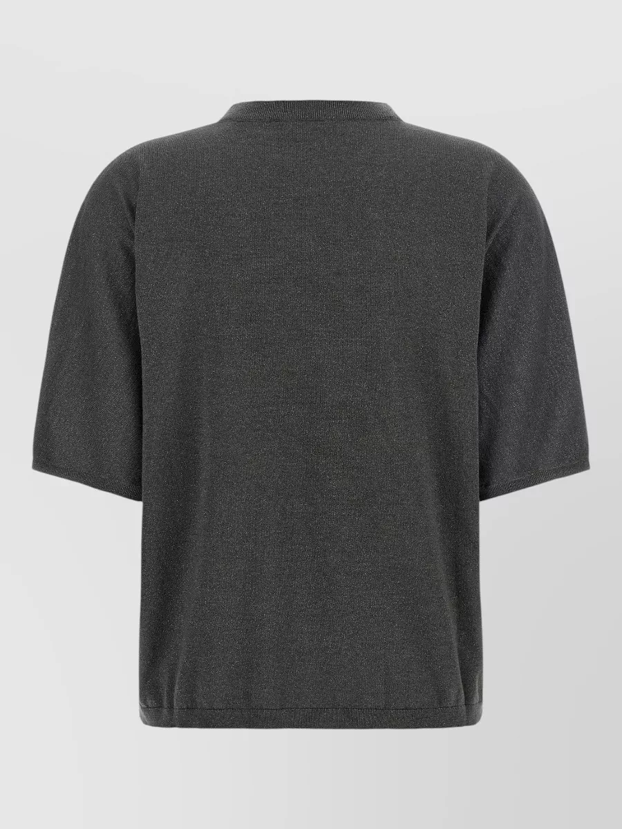 Brunello Cucinelli Cashmere Silk Sparkling Short-Sleeve Crew-Neck Sweater