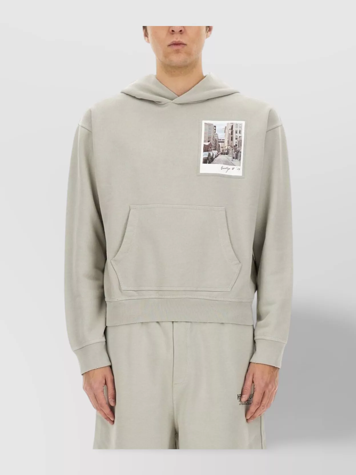 Helmut Lang Graphic Print Hooded Sweatshirt In Gray