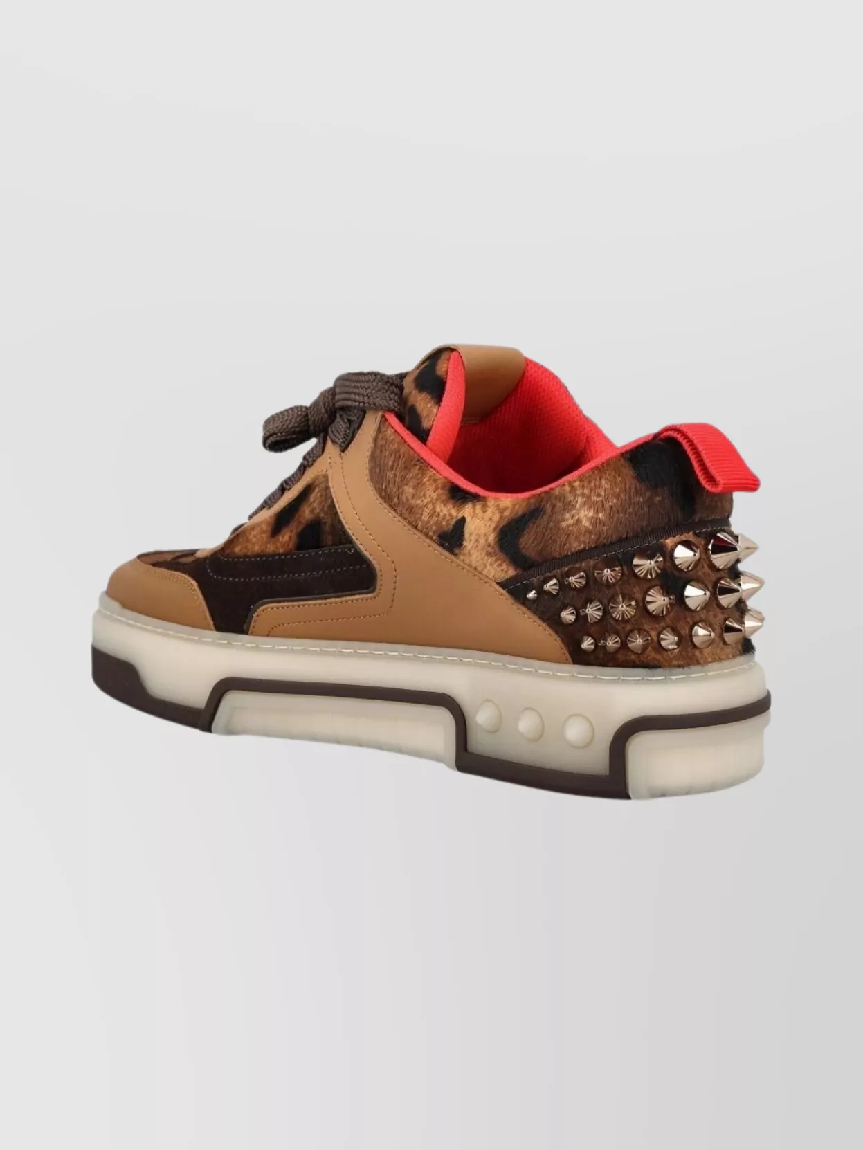 Christian Louboutin Animal Print Low Top Sneakers With Studs