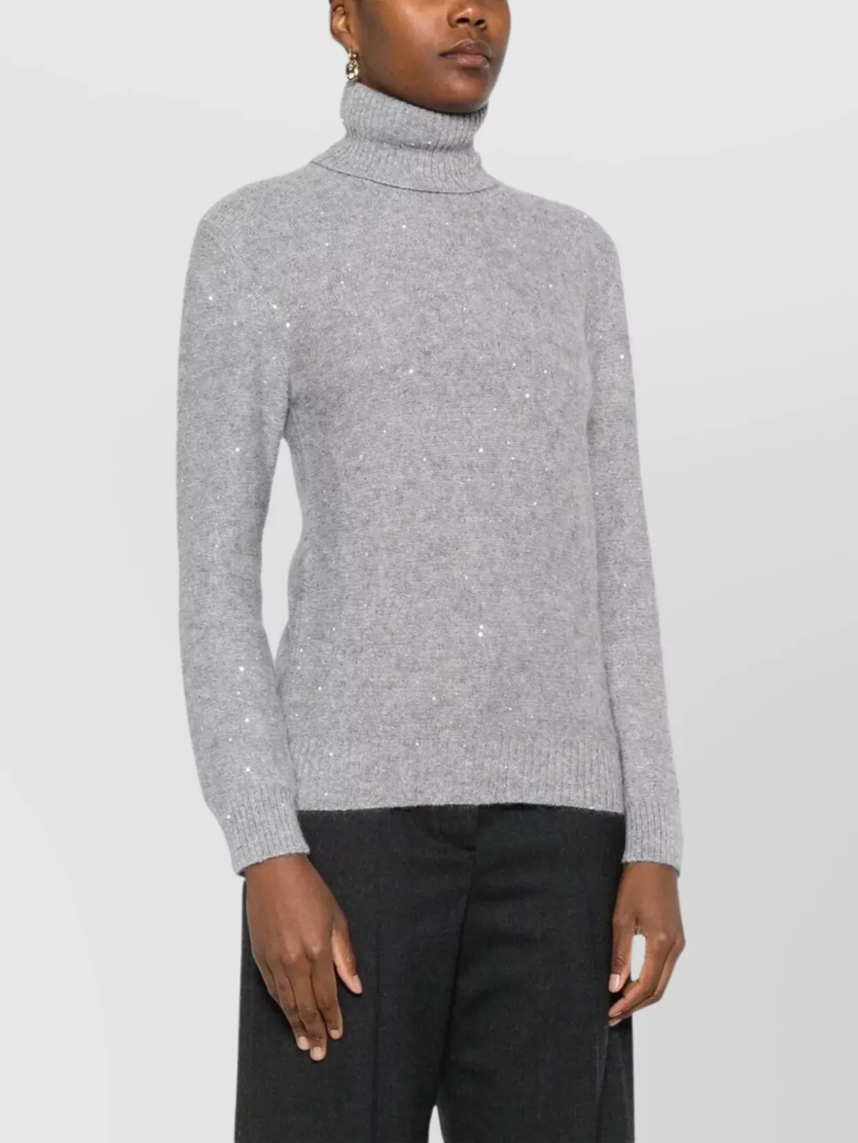 Fabiana Filippi Knitwear Turtleneck With Long Sleeves And Sequins