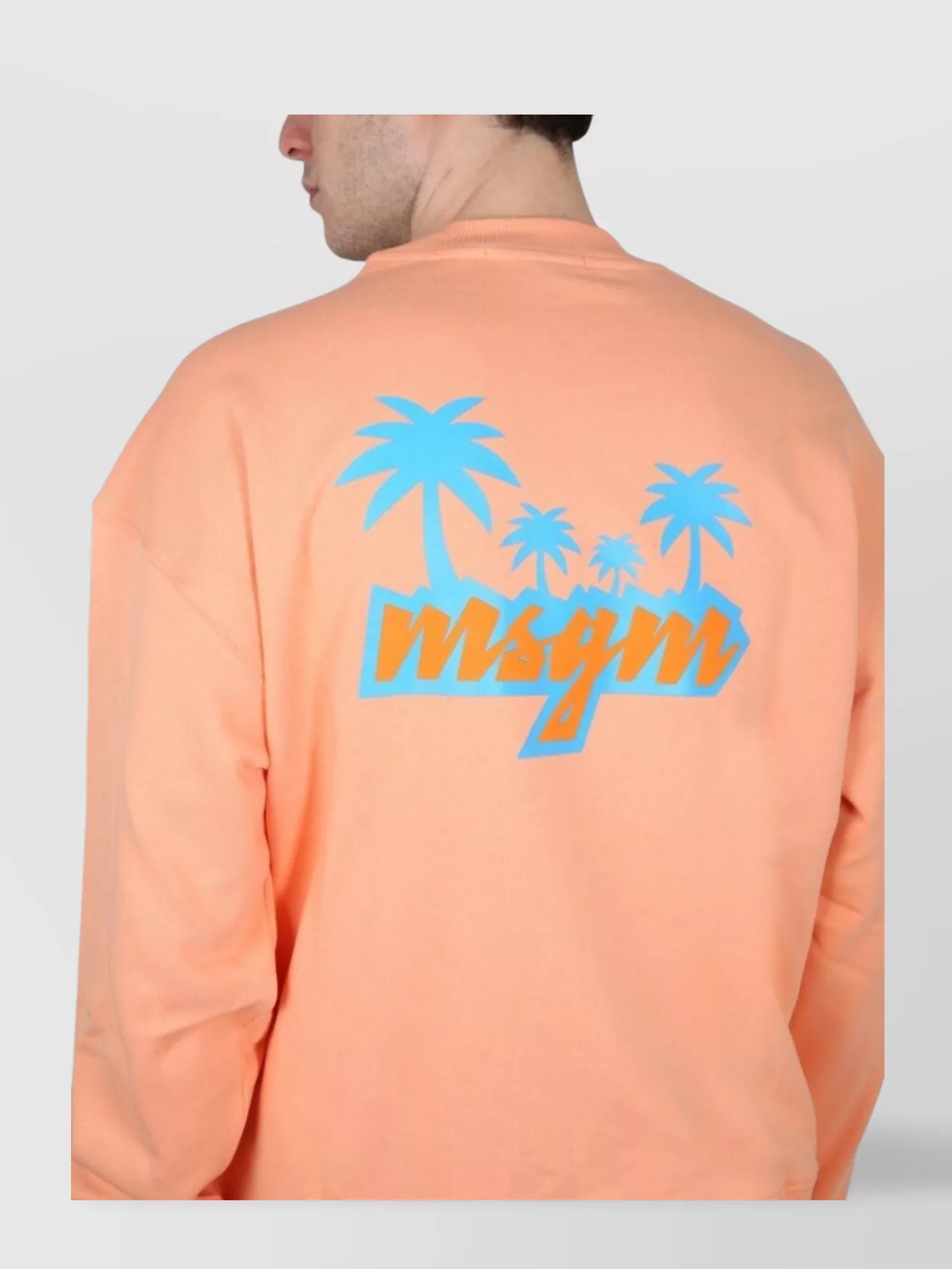 Msgm Graphic Print Cross-Neck Sweatshirt With Ribbed Trim
