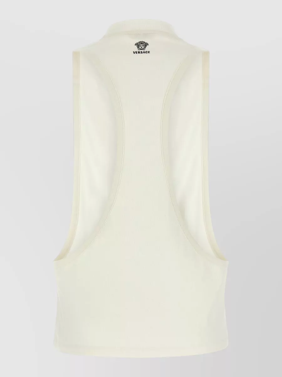 Versace Ribbed V-Neck Cutout Cotton Tank Top