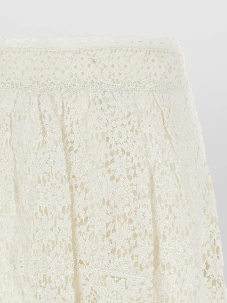 Isabel Marant Hanta Skirt Elastic Waist Lace Flowers Hem