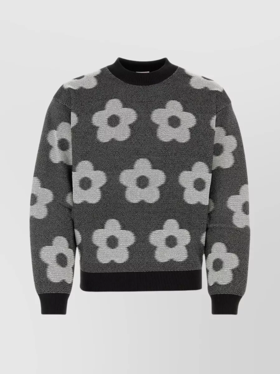 Shop Kenzo Floral Embroidered Cotton Sweater In Black