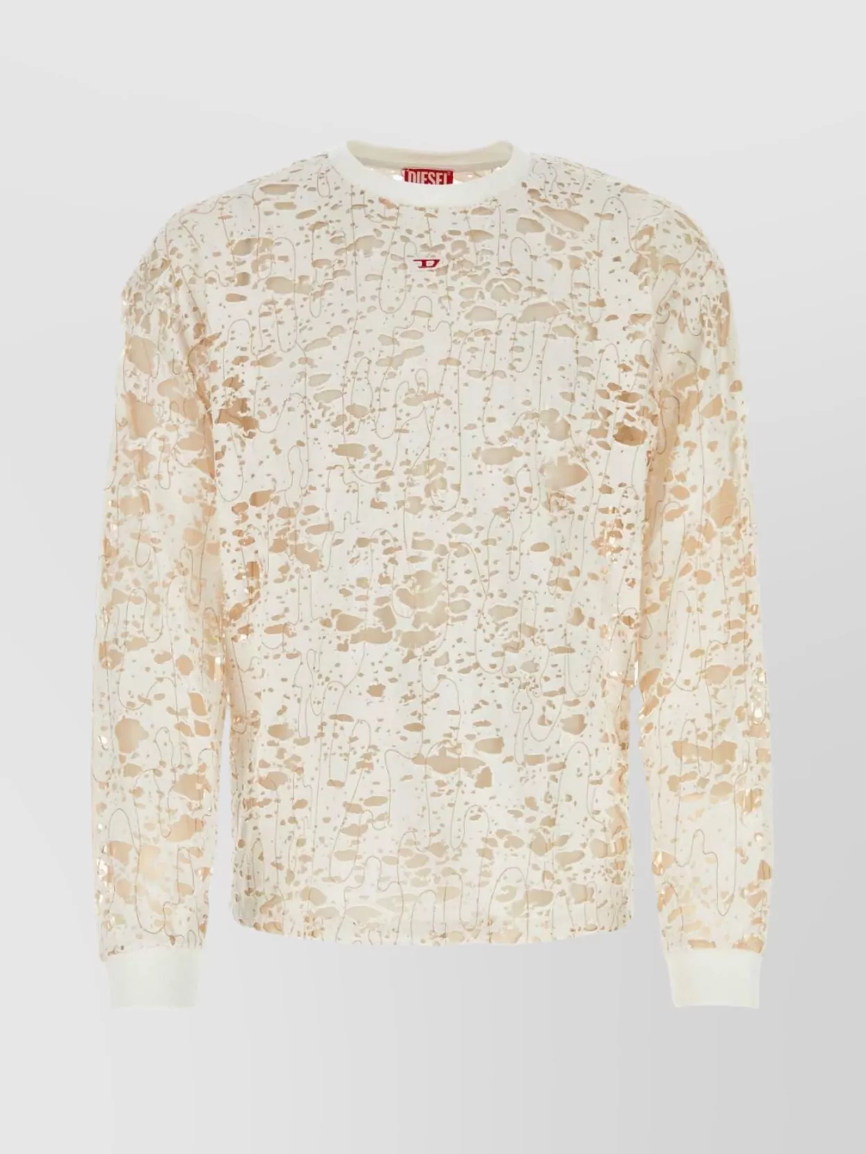 Diesel Crew Neck Graphic Print Long Sleeves T-shirt In Neutral