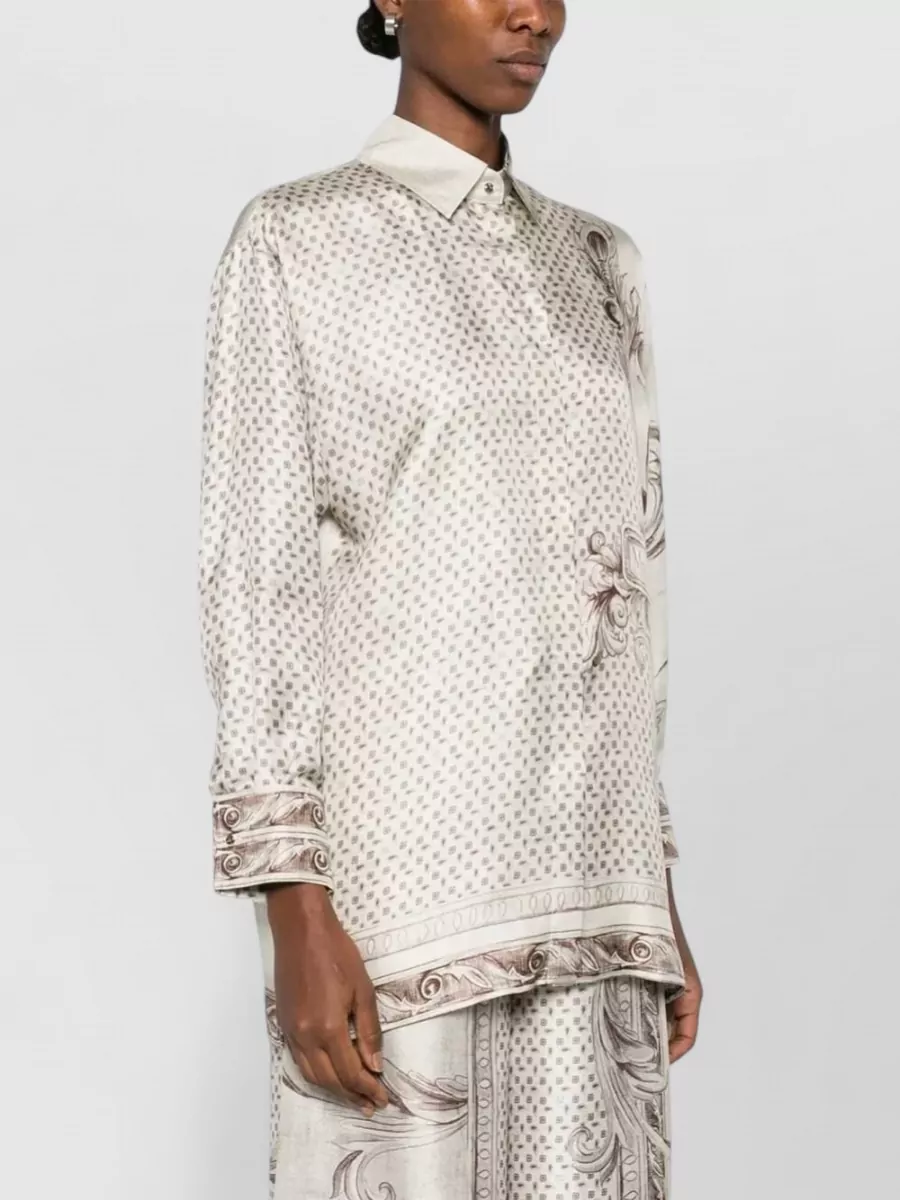 Max Mara Silk Printed Long-Sleeve Shirt