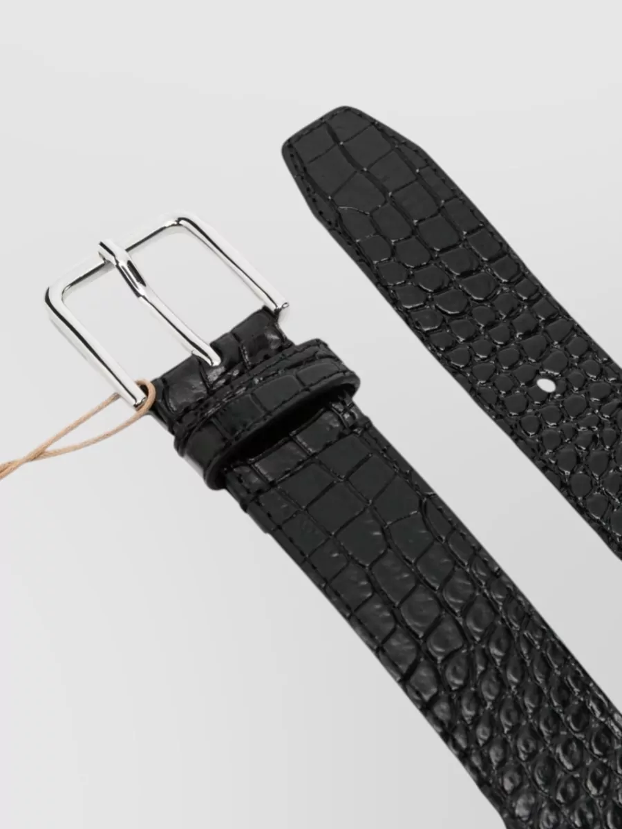 The Frankie Shop Calf Leather Croc-Effect Belt