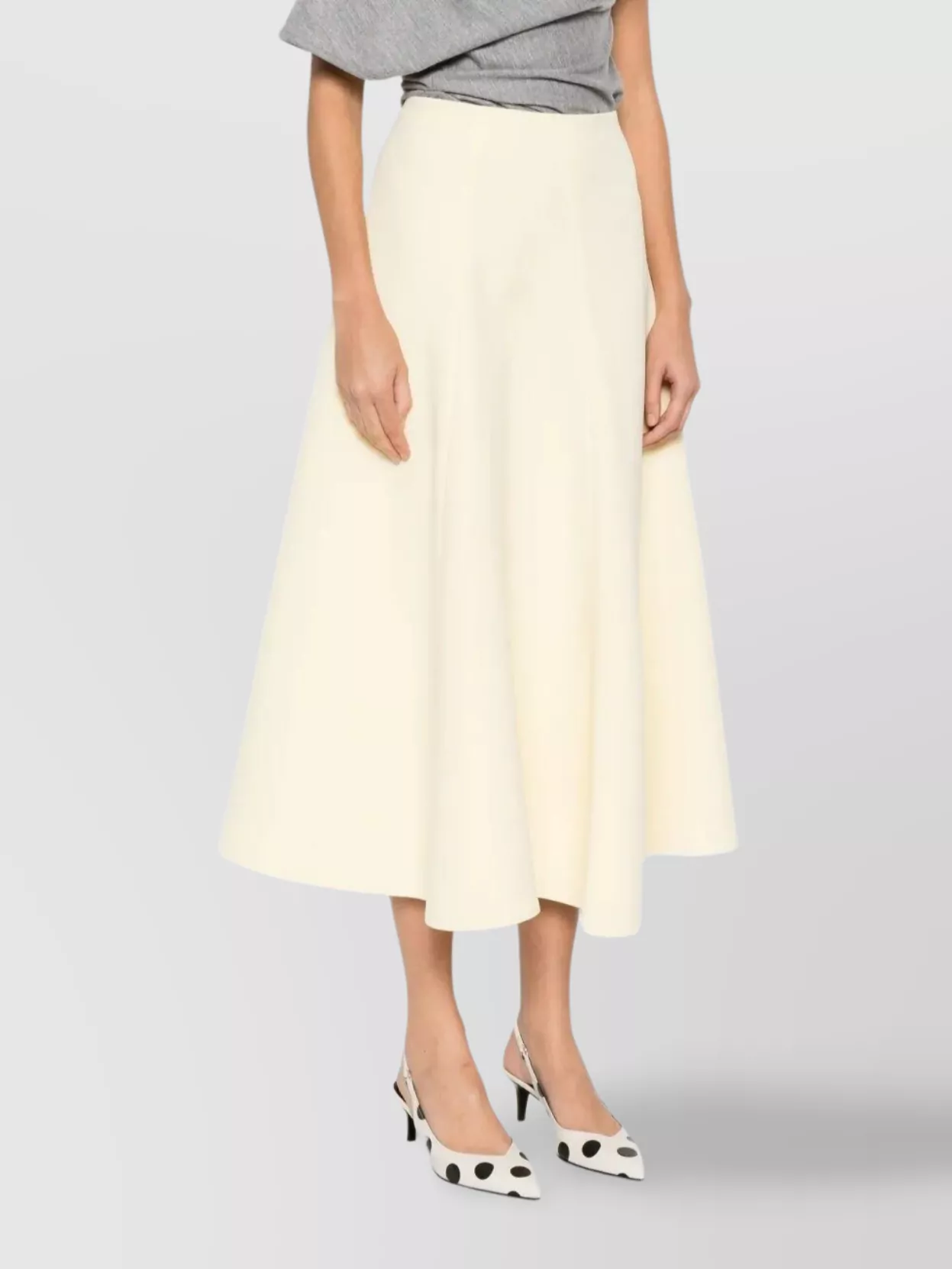 Jacquemus High Waisted Flared Midi Skirt In White