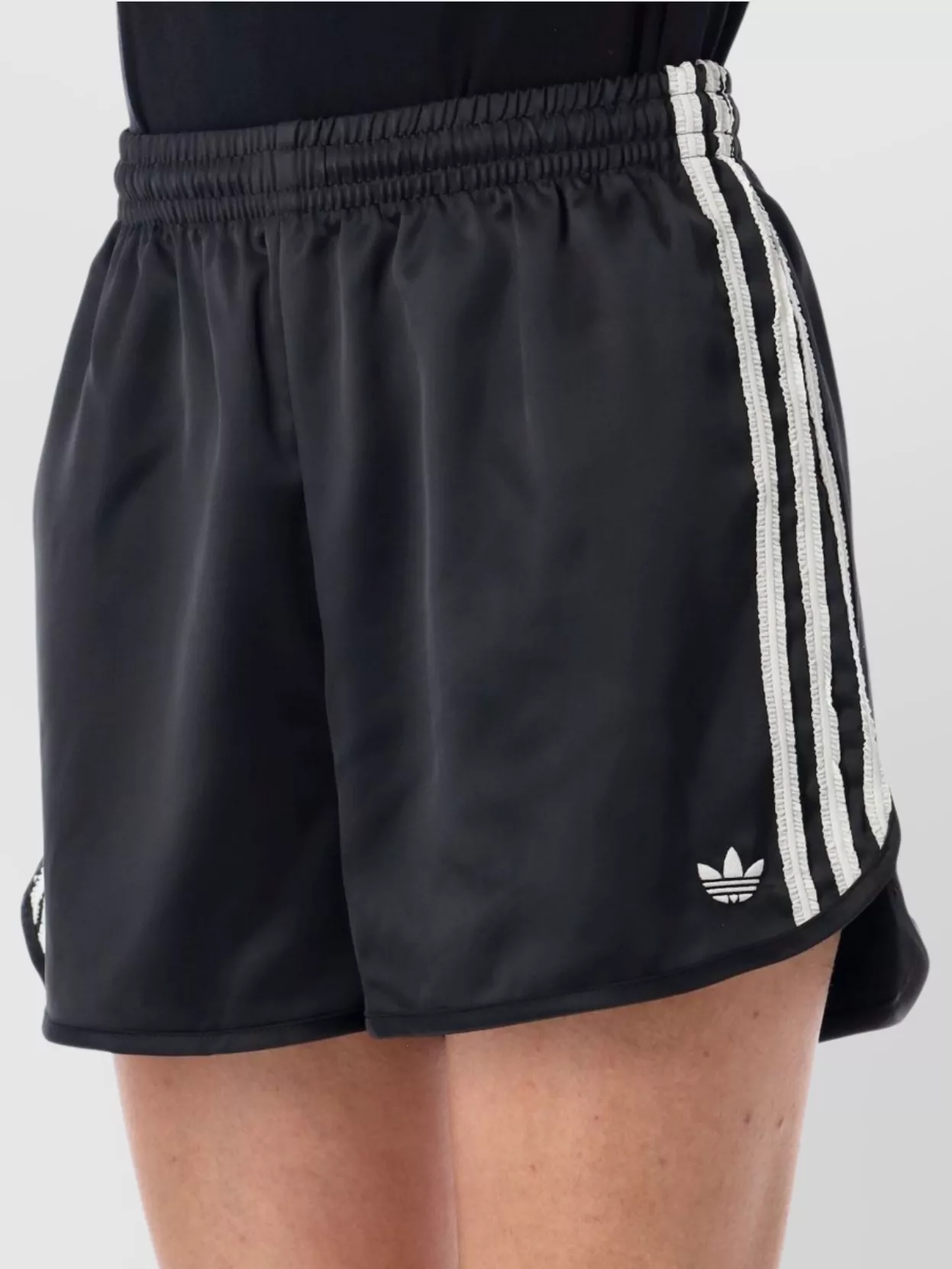 Adidas Originals Satin Ruffled Stripes Loose Fit Shorts