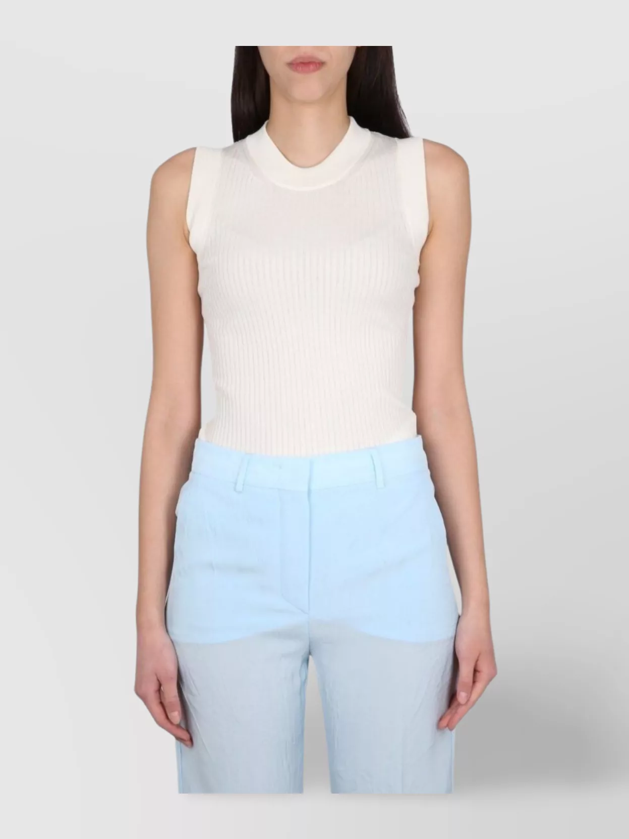 Max Mara Sleeveless Ribbed Cotton Tank Top