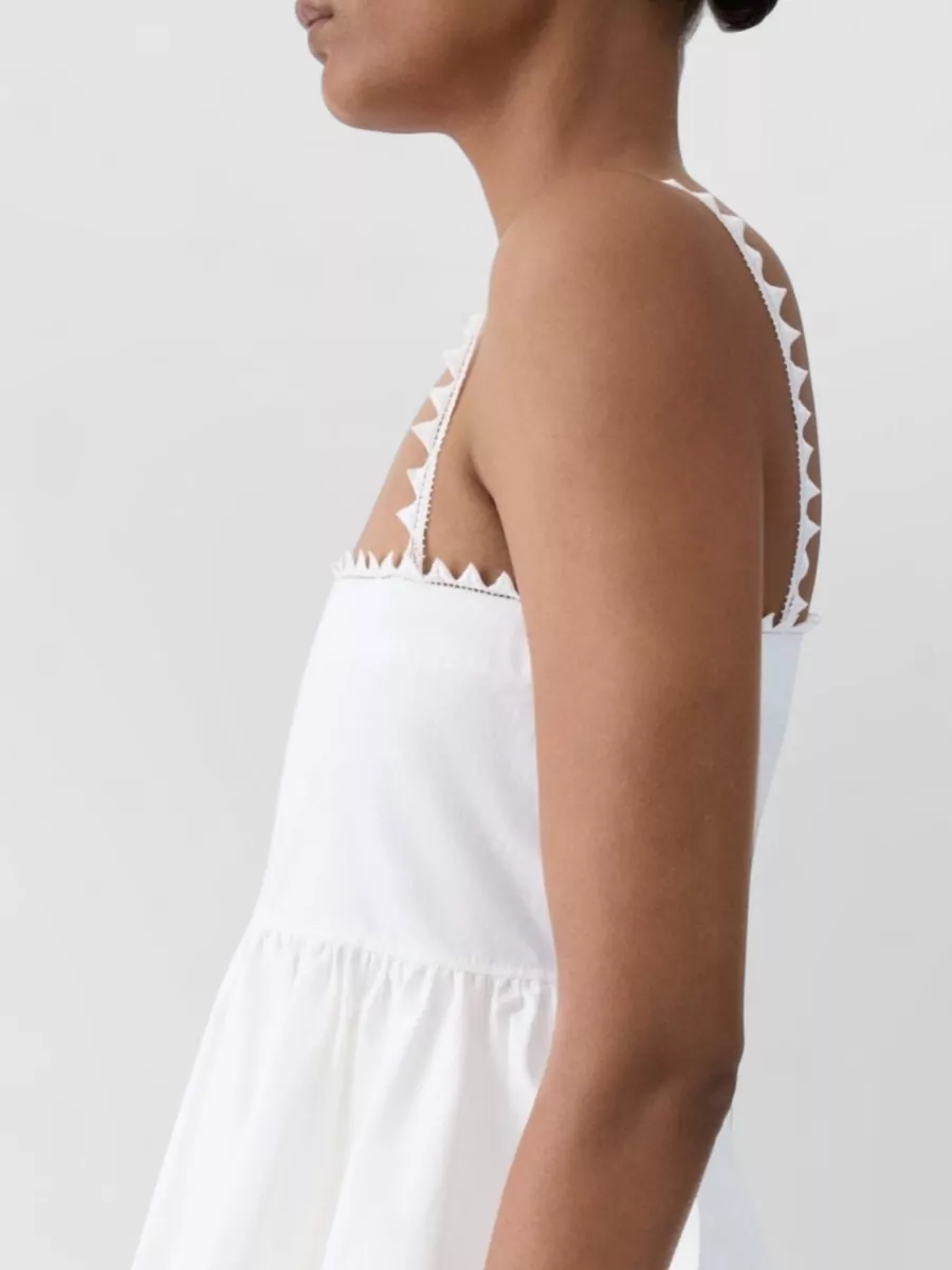Jacquemus Cotton V-Neck Ruffled Short-Sleeve Top