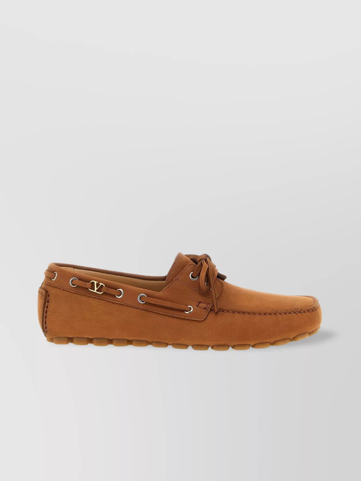 Valentino Garavani Fastaway Driver Loafers With Rubber Sole And Metal Eyelets