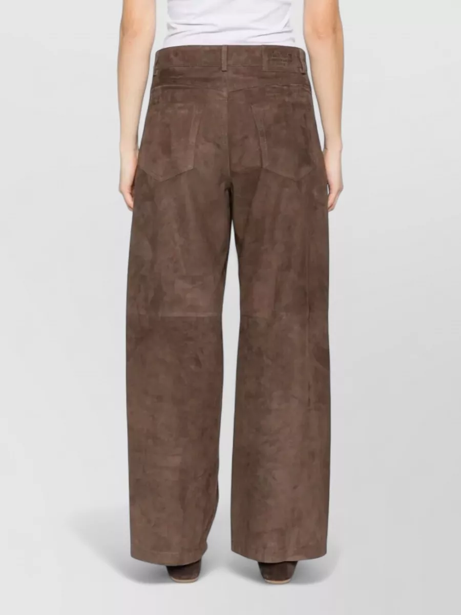 S Max Mara Smmfulmine Suede Trousers Wide Leg Belt Loops