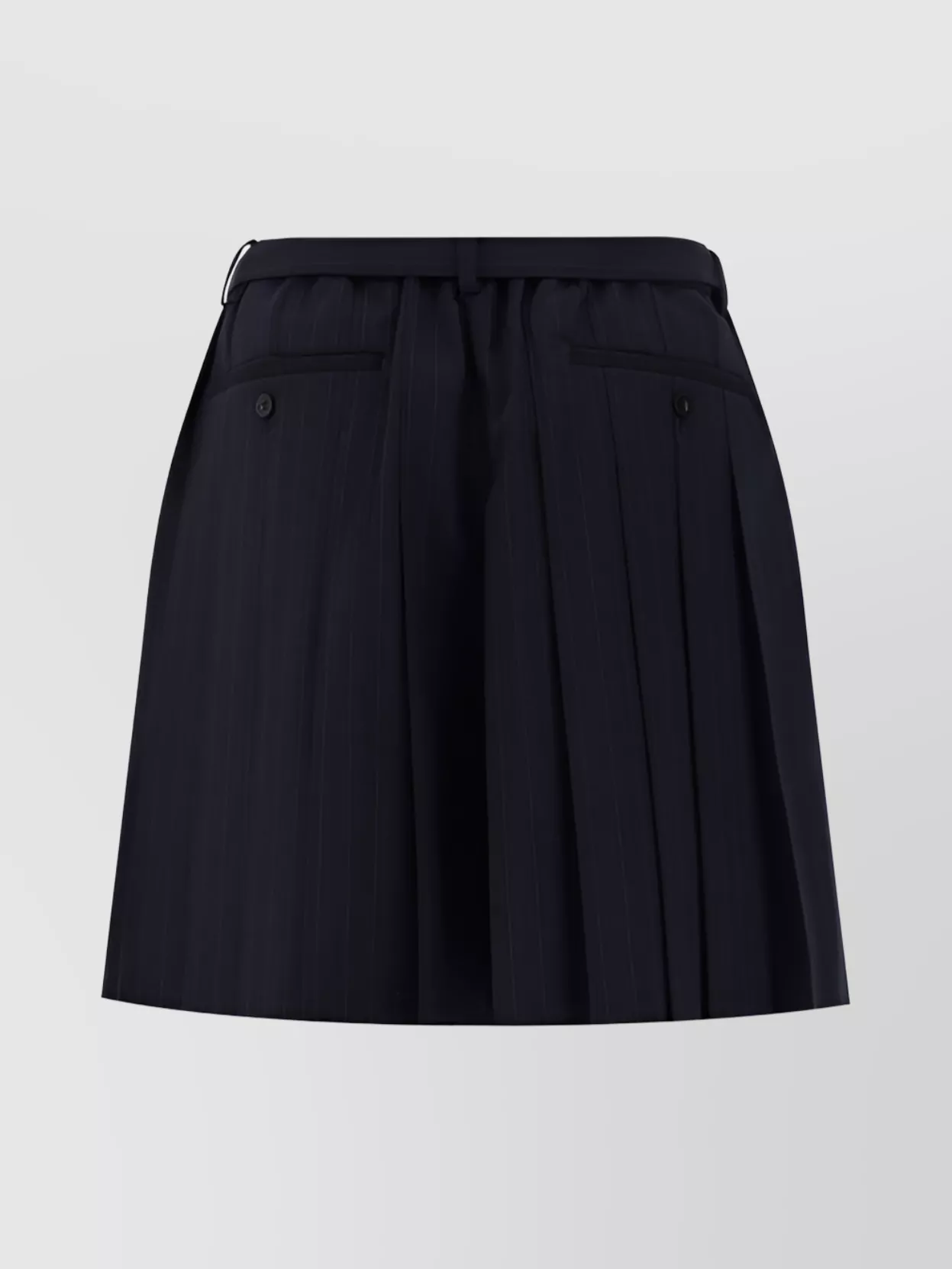 Shop Sacai A-line Pinstripe Pleated Shorts With Removable Belt