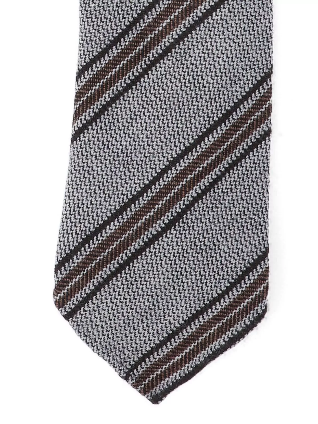 Cesare Attolini Textured Fabric Ties Diagonal Stripes