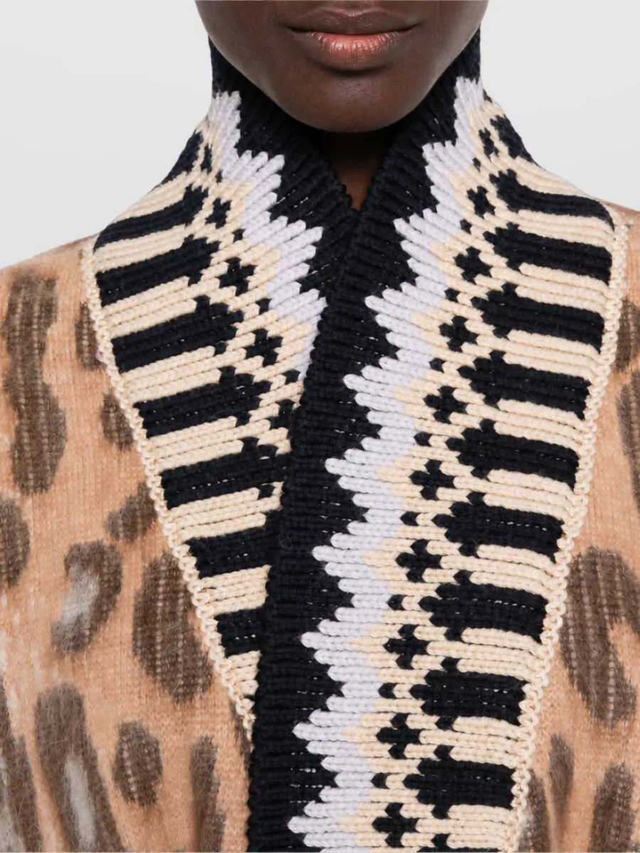 Forte Forte Oversized Leopard-Print Intarsia-Knit Cardigan